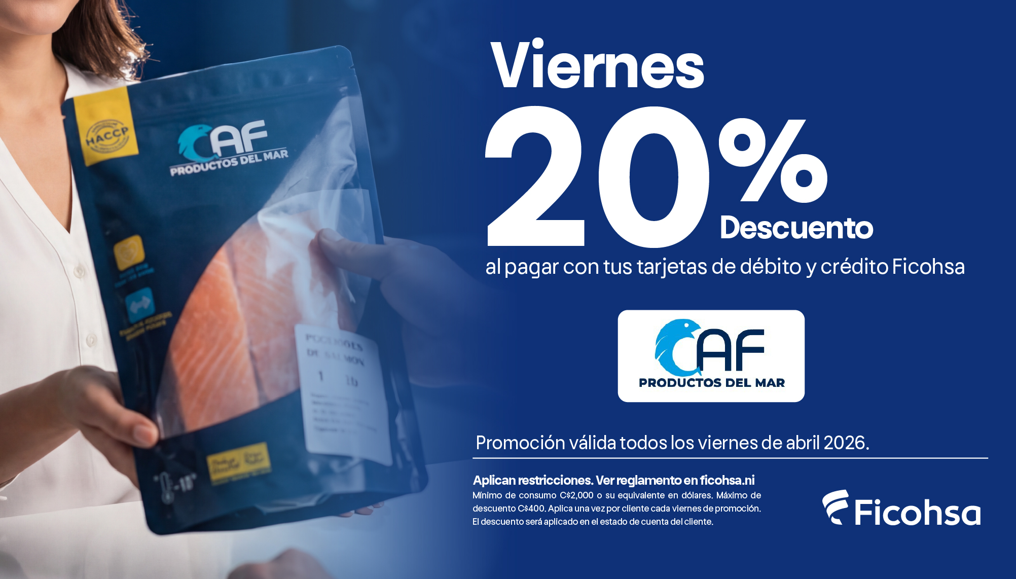 Aprovechá 20% de descuento todos los viernes al pagar con tus tarjetas Ficohsa