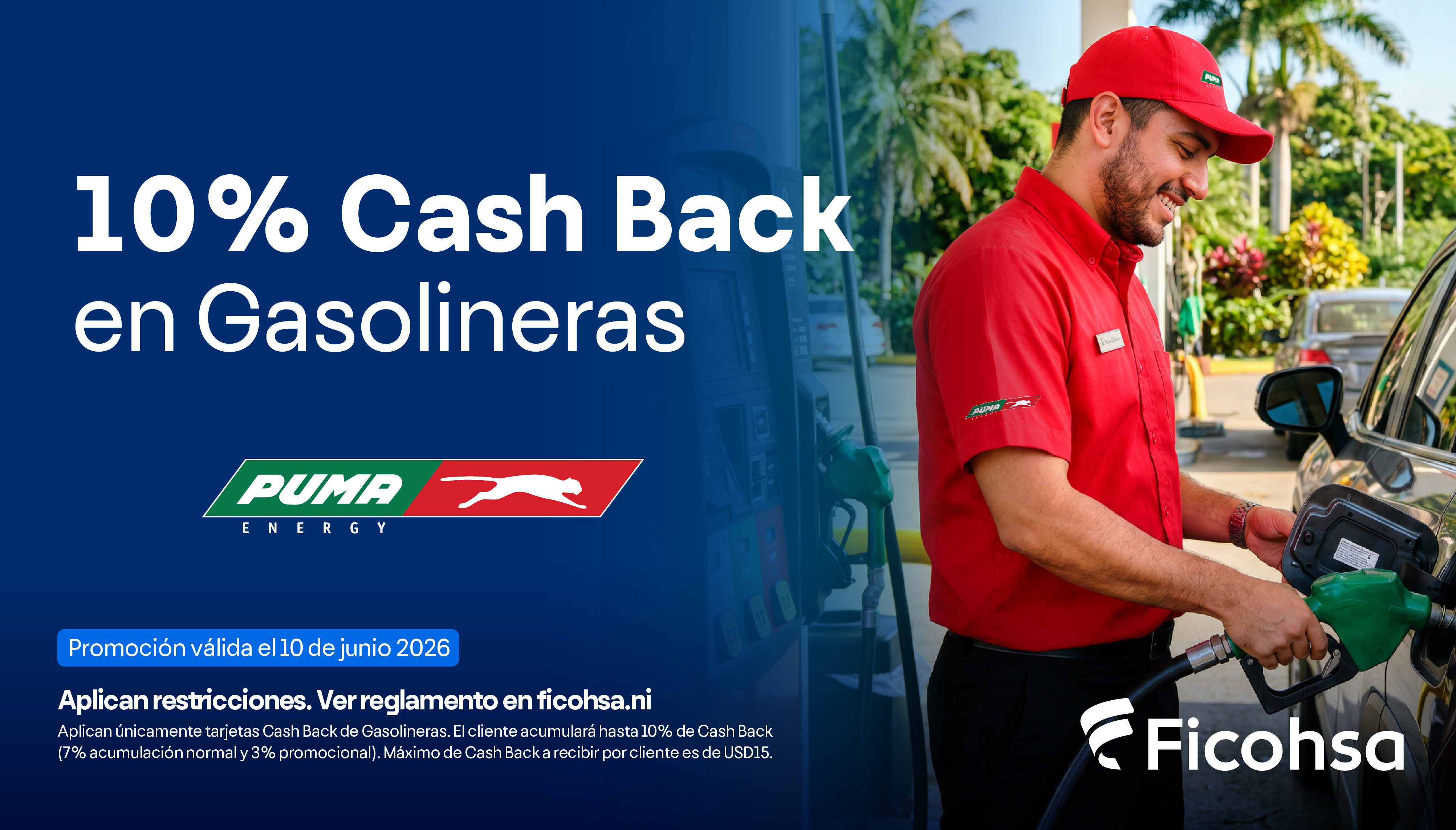 10% de Cash Back los días 10 en Gasolineras PUMA 