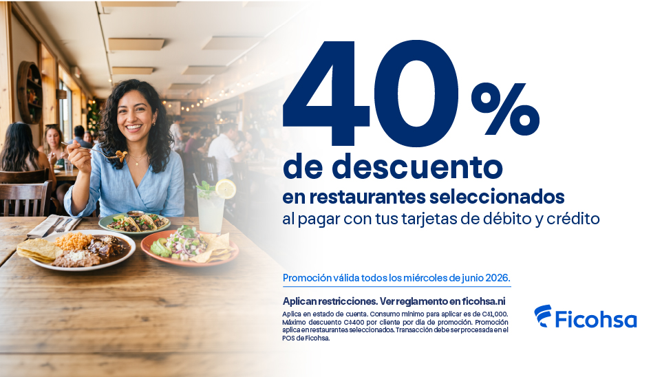 40% de descuento en Restaurantes seleccionados 