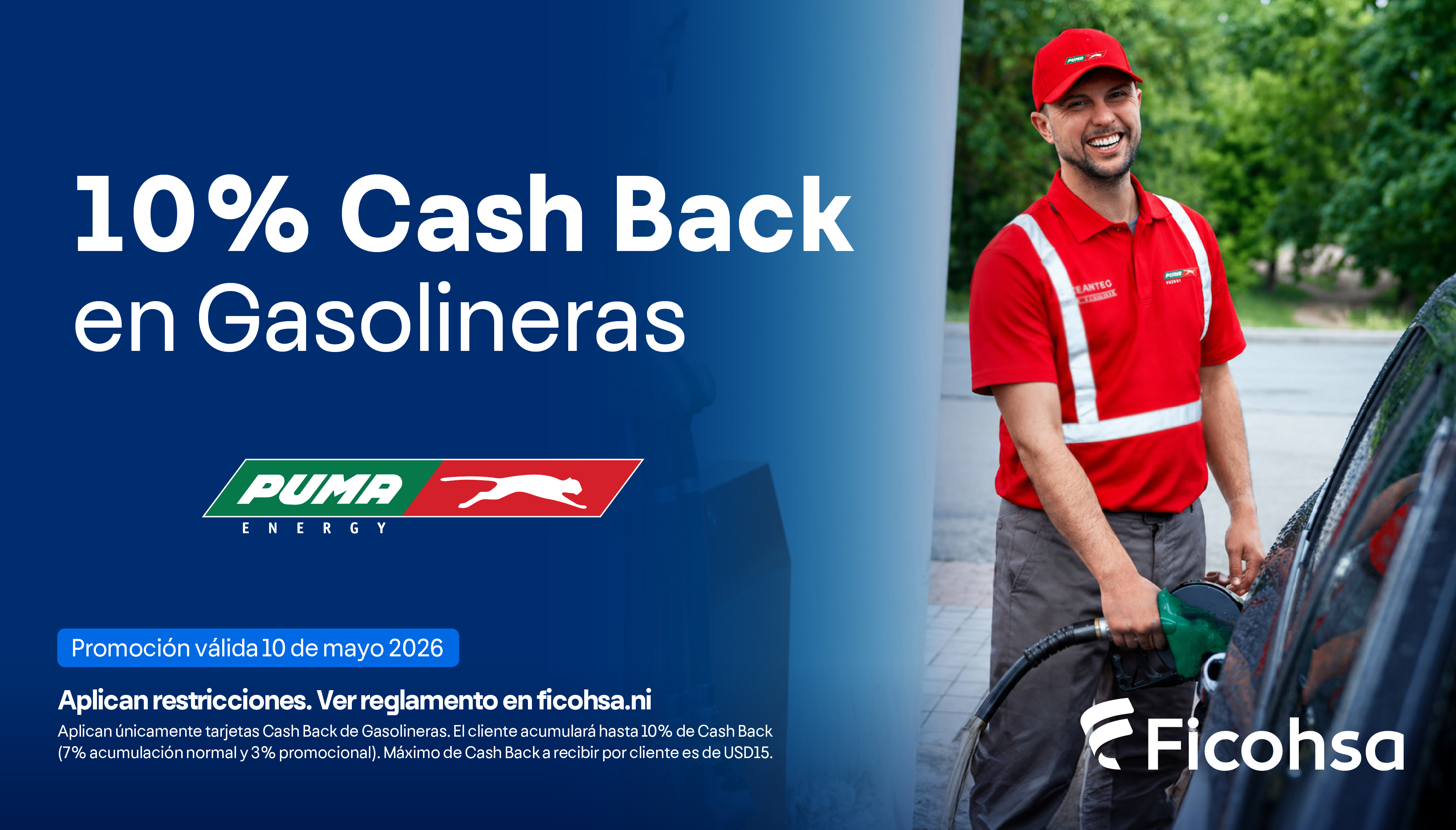 10% de Cash Back los días 10 en Gasolineras PUMA 