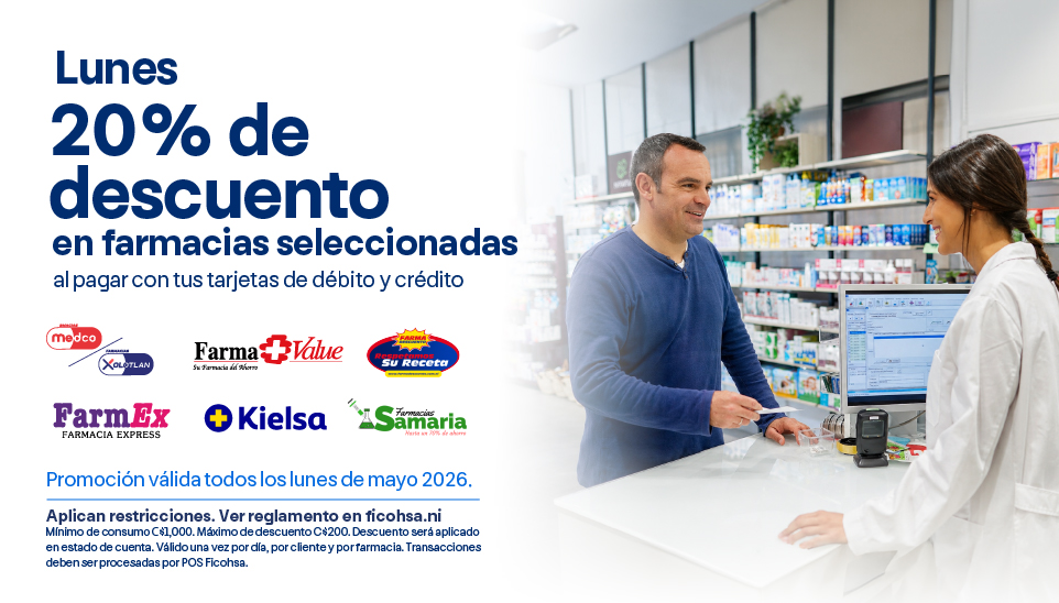 Lunes 20% de descuento en farmacias seleccionadas 