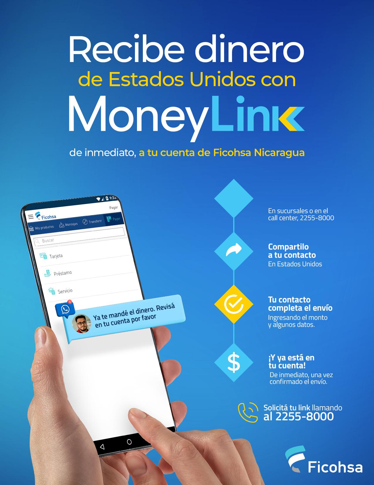 Recibe dinero de Estados Unidos con Moneylink